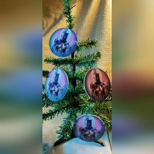 *HAPPY HOLIDAYS* 4 Black Panther Ornaments/Bag Tags/Keychains! Hand-painted Wood